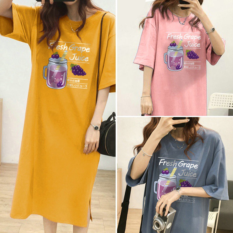 Đầm Thun Cotton Dáng Rộng Dài Đến Đầu Gối 2021