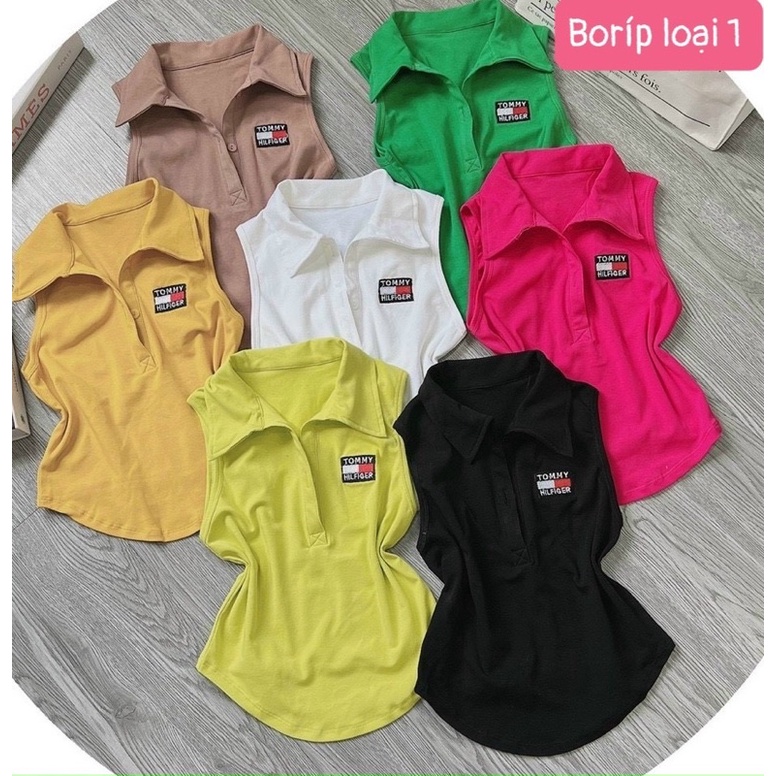 Áo Thun Sát Nách Cổ Bẻ Núc Cài Tommyy