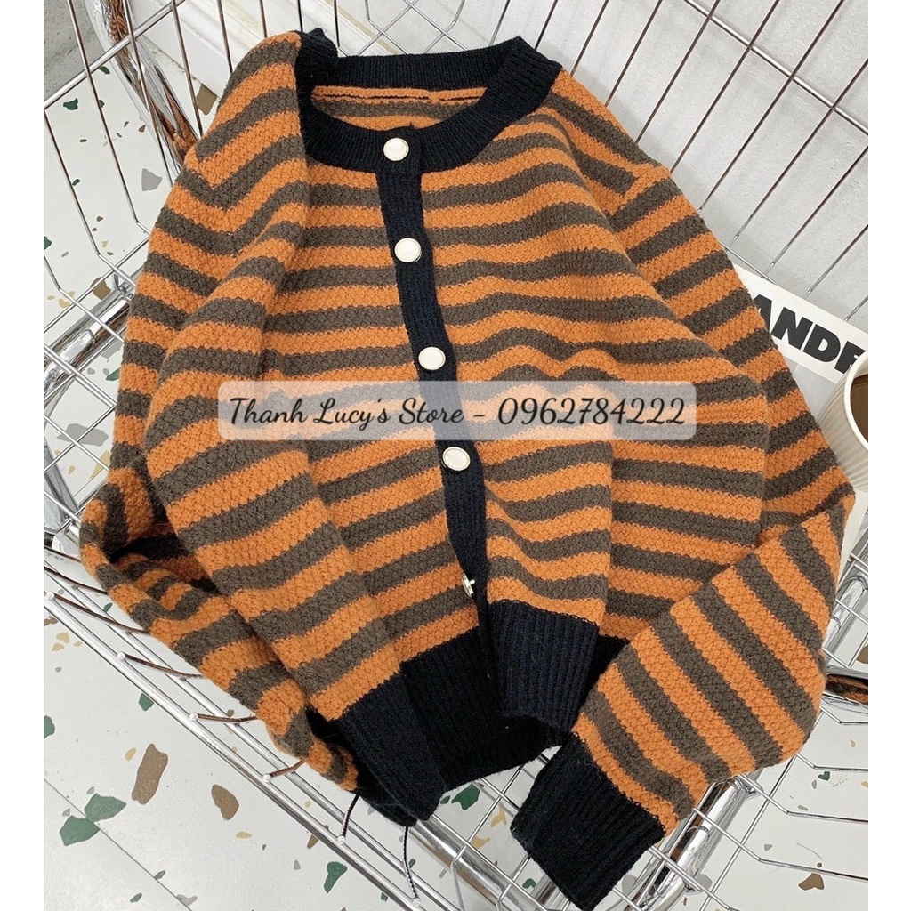 Áo cadigan len kẻ, áo len nữ kẻ màu vintage phong cách hàn quốc | BigBuy360 - bigbuy360.vn