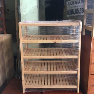 Kệ để dép rộng 80cm bằng gỗ cao su tự nhiên
