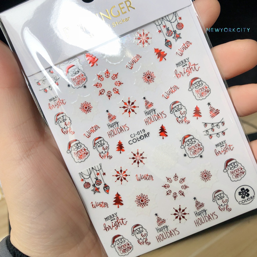 Miếng Dán Trang Trí Móng Tay Hình Bông Tuyết Giáng Sinh Ba Chiều Siêu Mỏng DIY