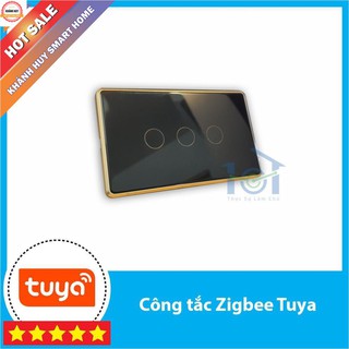 Công tắc zigbee viền nhôm, mặt kính cao cấp hệ Tuya - Smart Life, 1-4 nút, 2 màu đen trắng - hình chữ nhật.
