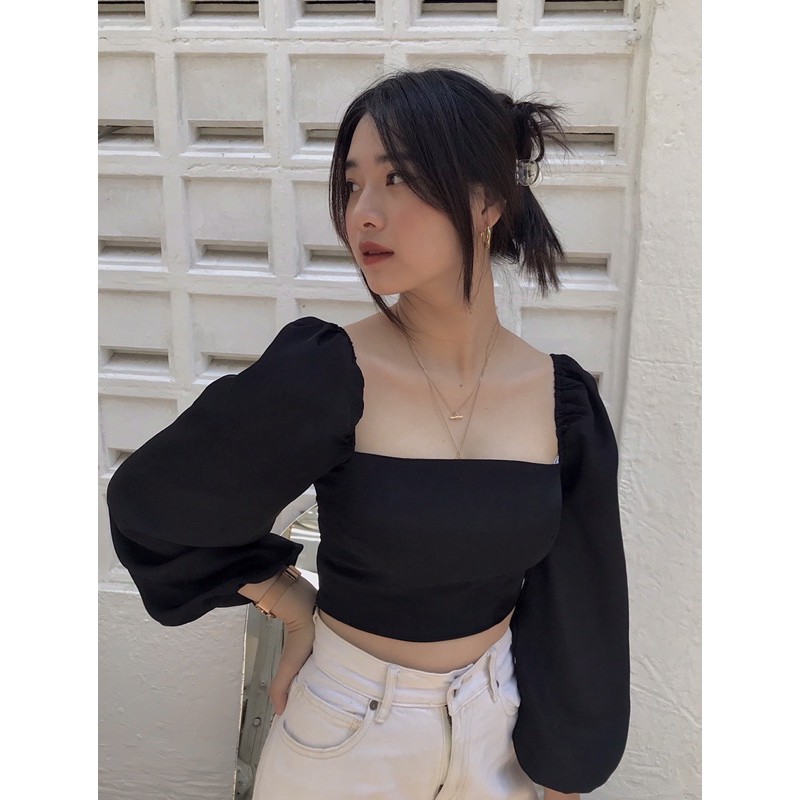 Áo croptop dài tay đen - Black Emmy Shirt | BigBuy360 - bigbuy360.vn