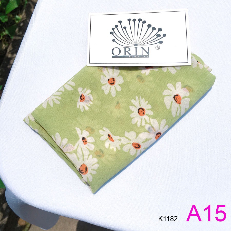 ( Sale 3 ngày) Khăn Turban Headband Bandana vải voan hoa cúc nhiều màu Orin K1182
