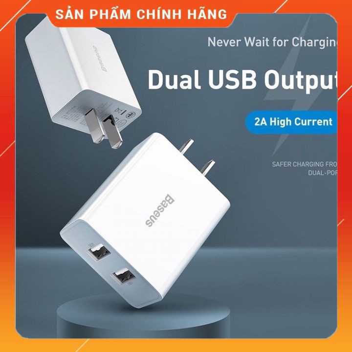 Củ Sạc Baseus 5V 2.1A Cổng USB Phù Hợp Mang Đi Du Lịch Cho Samsung Xiaomi iPhone