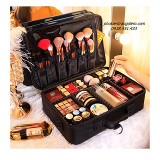  [SIZE 45CM] Cốp Vali Trang Điểm Bằng Vải 2 Ngăn Size Lớn Kèm Dây Đeo