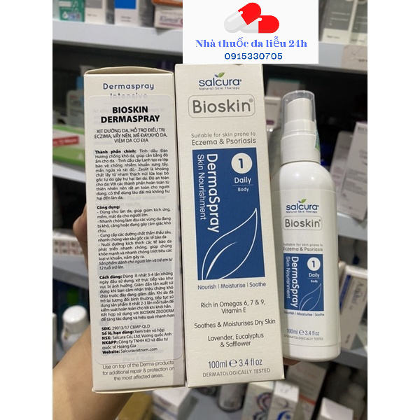 Bioskin Dermaspray 100ml Xịt dưỡng da - Nhà thuốc da liễu 24h