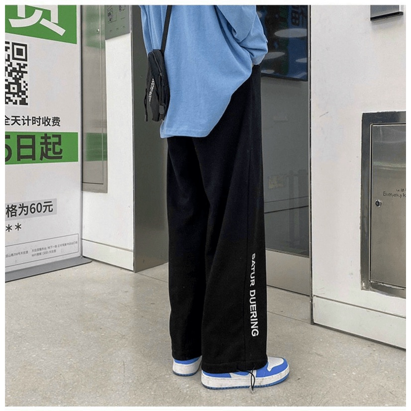 Quần Nam Ống Rộng Chất Nỉ Thêu Chữ Sịn Sò Form Rộng Có Dây Rút Mặc Đẹp Co Giãn Tốt Thoải Mái NEW UNISEX