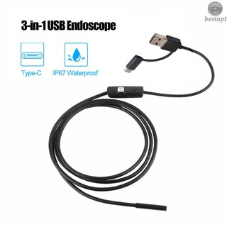 Camera Nội Soi 6 Bóng Led 3 Trong 1 Chống Nước Ip67 Cho Điện Thoại Android/Pc