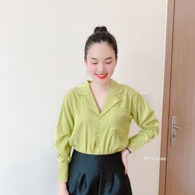 Min's Shoes - Áo sơ mi nữ tay dài cổ vest nhiều màu thiết kế kiểu dáng thời trang công sở hot hit Áo 398