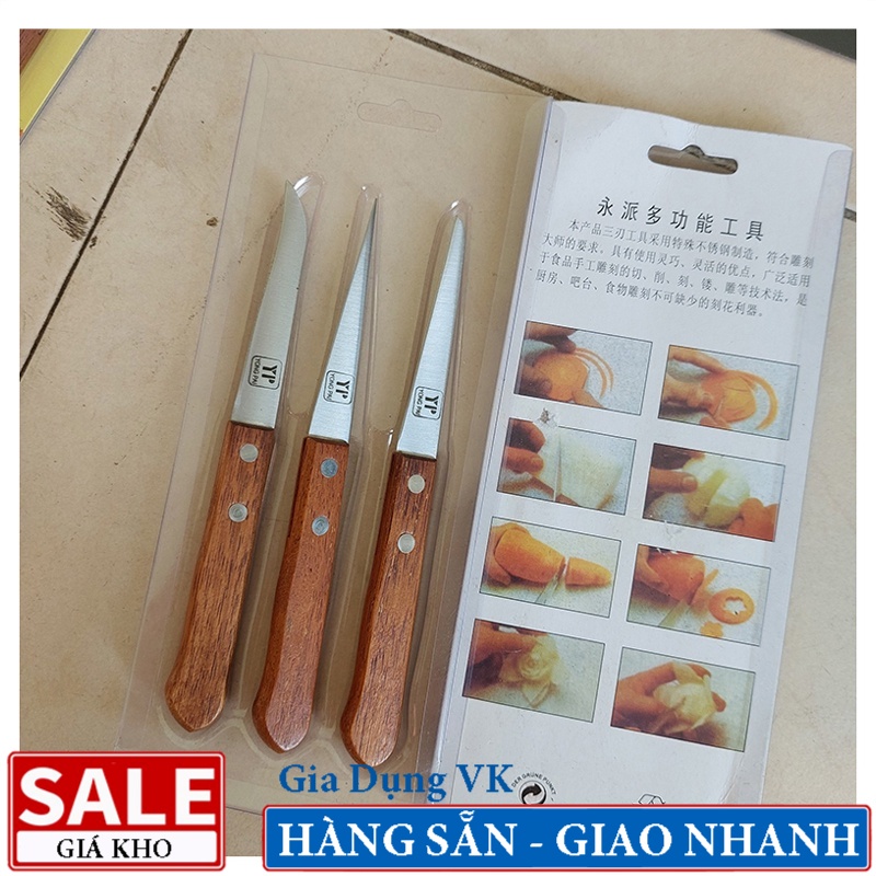 Bộ 3 Dao Con Cắt Tỉa Hoa Quả Bằng Thép Không Rỉ