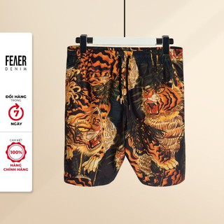 Quần Short nam họa tiết hổ Tiger BamBoo chất Lụa chéo thoáng mát - FEAER DENIM