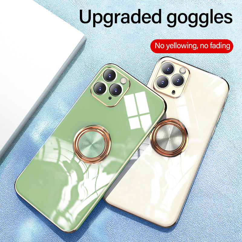 Ốp Điện Thoại Silicon Mềm Chống Sốc Mạ Viền Có Giá Đỡ Cho iPhone 12 Mini 12 Pro Max 11 Pro Max XS Max 7 Plus 8 Plus