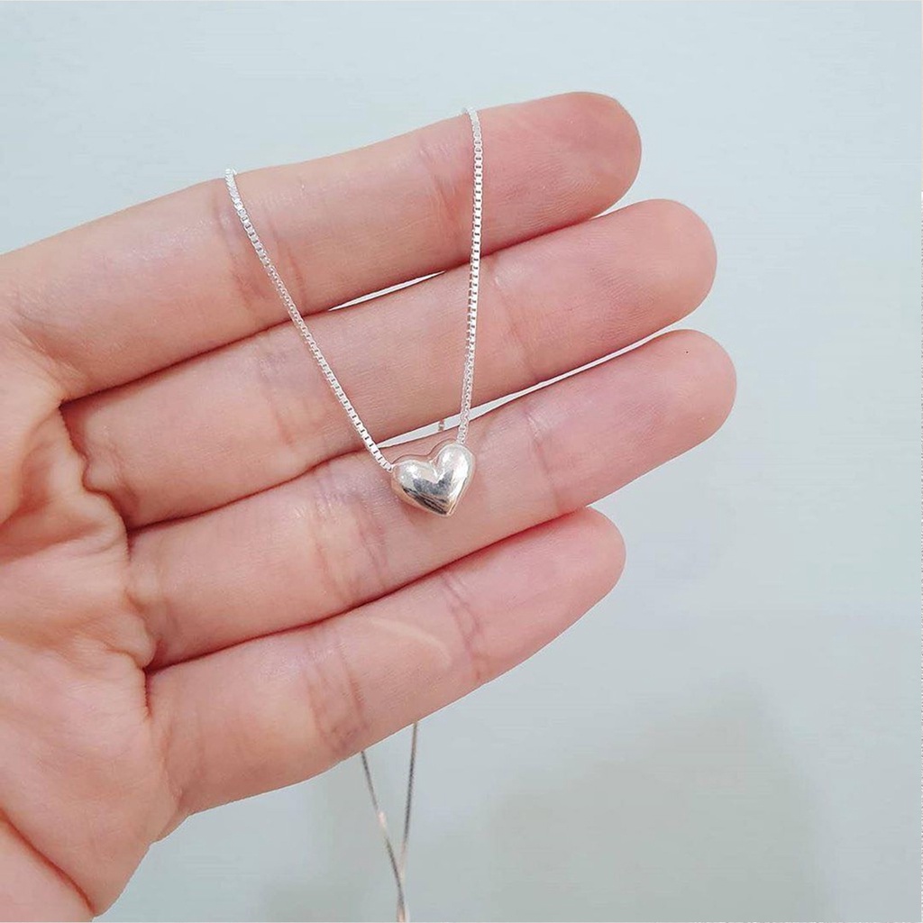 Dây chuyền nữ bạc PANSY mặt tim phồng trơn dây mảnh, vòng cổ nữ hình trái tim bạc đẹp