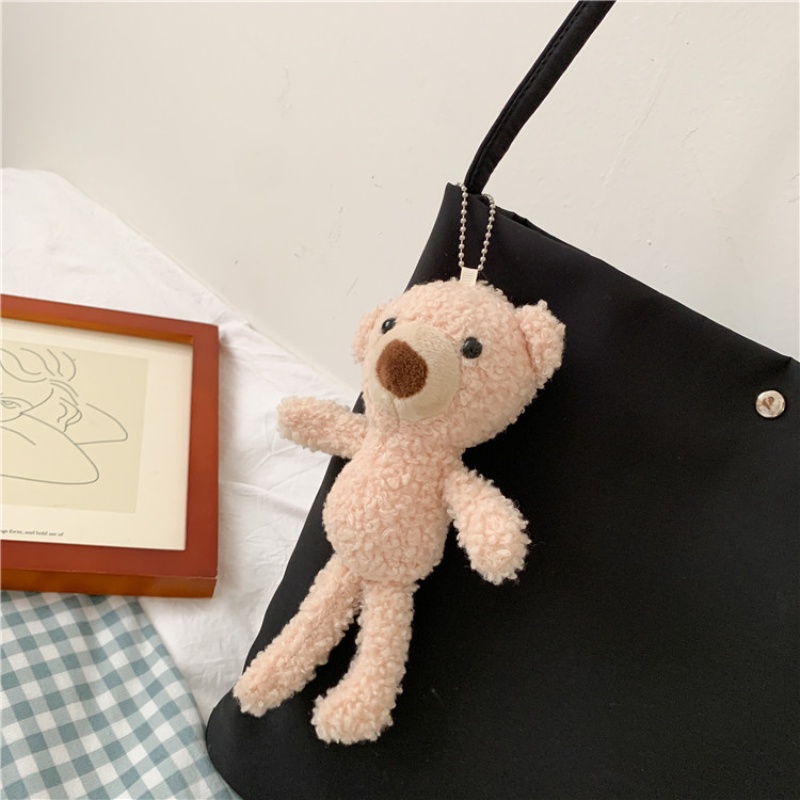 Túi tote đeo vai IELGY vải canvas cỡ lớn phối chú gấu thời trang dành cho nữ