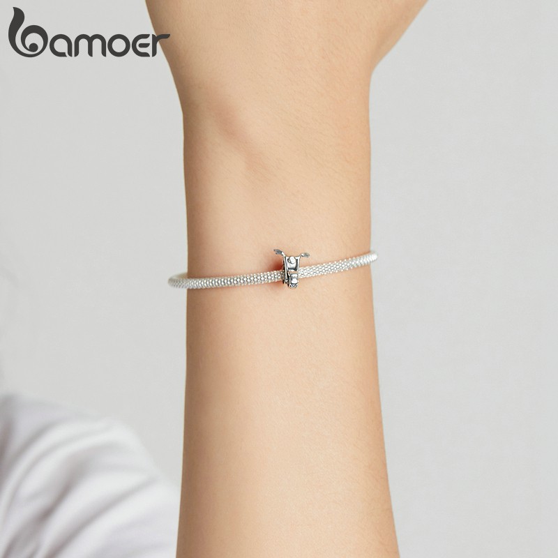 Mặt phụ kiện Bamoer Bsc533 bạc 925 hình xe moto làm vòng tay diy/quà tặng
