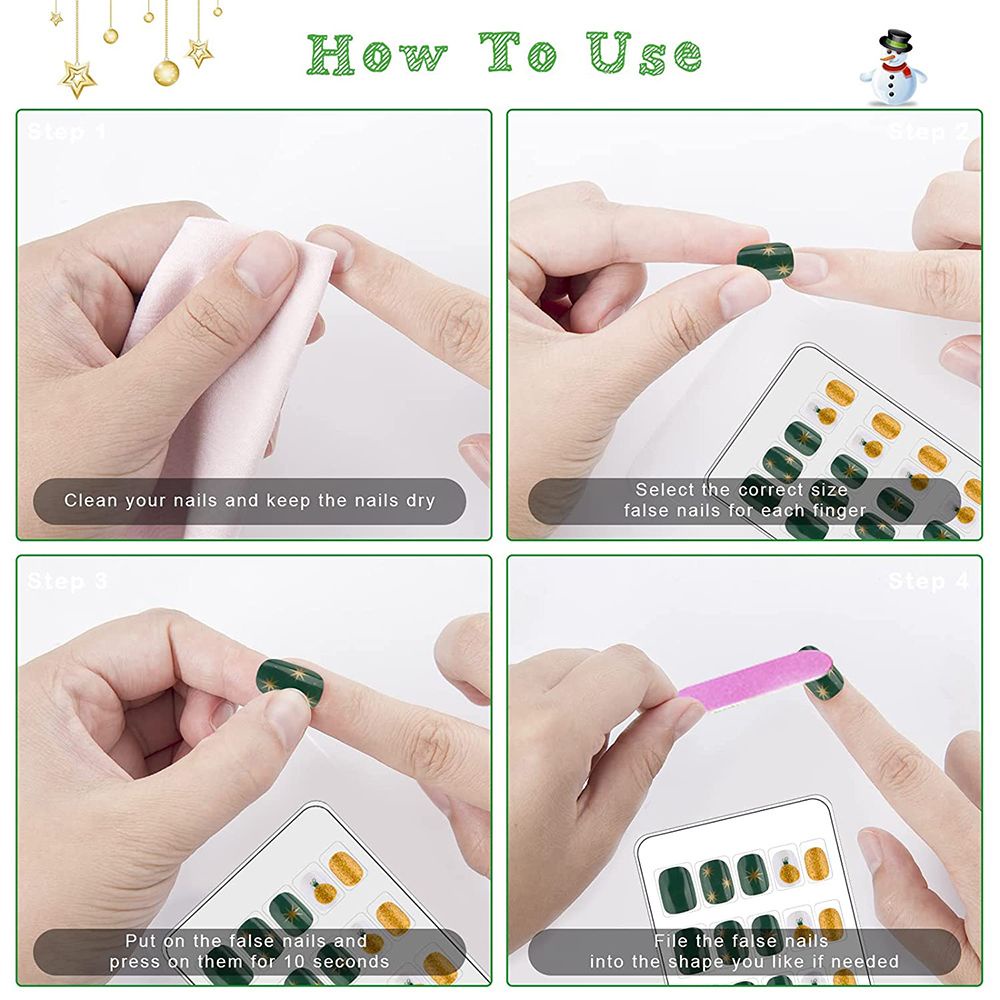 Bộ móng tay giả họa tiết hoạt hình giáng sinh dễ thương dành cho trẻ em diy