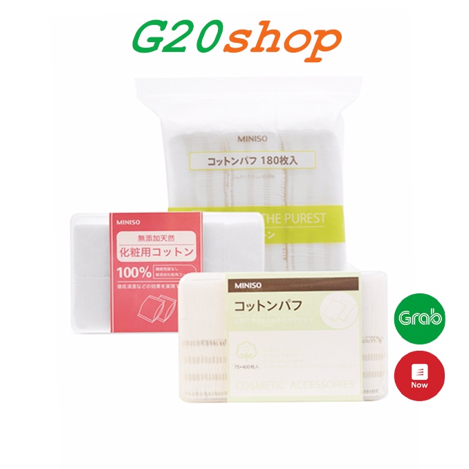 Bông tẩy trang Miniso Nhật Bản nhiều loại, mềm mịn, không xơ bông g20shop