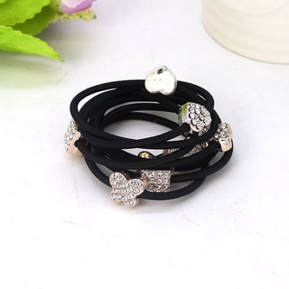 Dây buộc tóc cao su đen đính đá