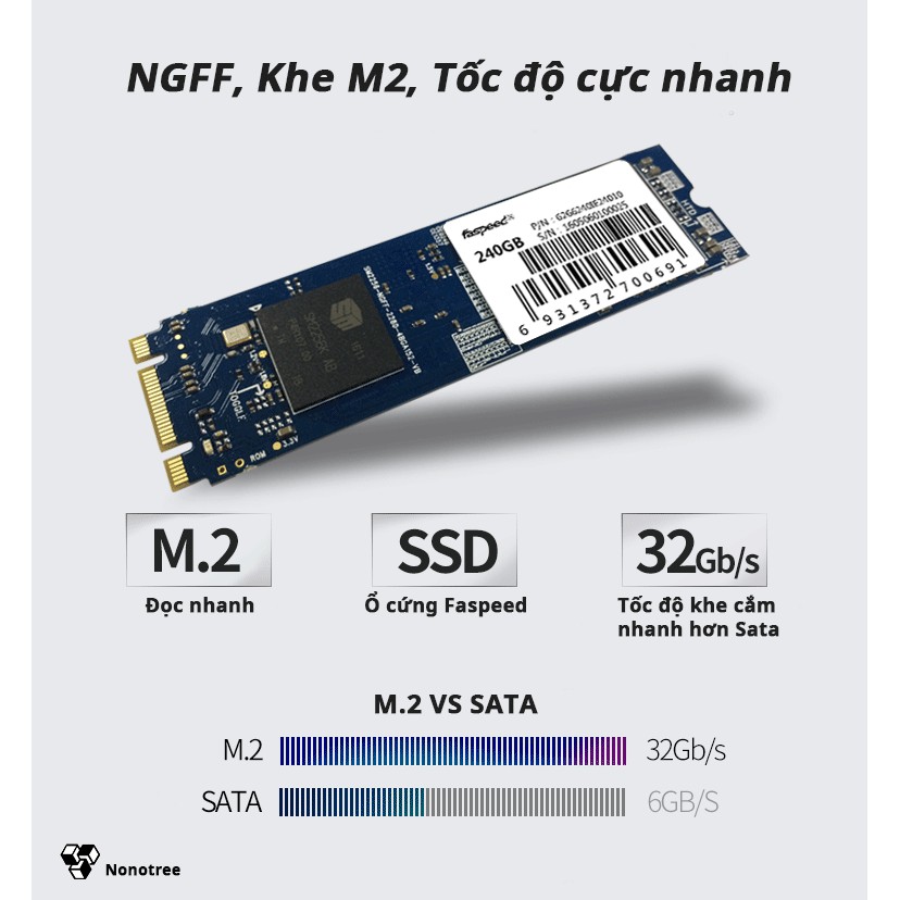 Faspeed K7N8 128G m2 m.2 Sata NGFF SSD Bảo hành 3 năm Hàng chính hãng 3D Nand Flash Ổ cứng Nonotree