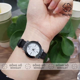 Đồng Hồ Nữ Dây Da Halei Dây Đen Mặt Đen Đẹp Chính Hãng Cao Cấp Chống Nước