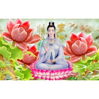 Tranh đính đá 5D toàn bộ. Tranh Mẹ quan âm bồ tát.