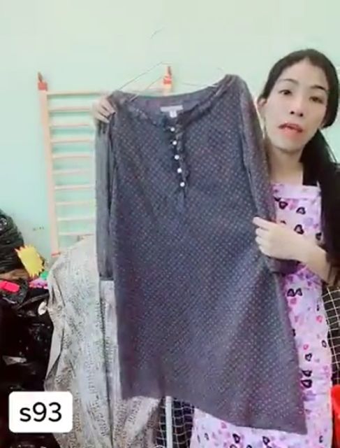 Đầm voan chấm bi - from suông rộng. S93