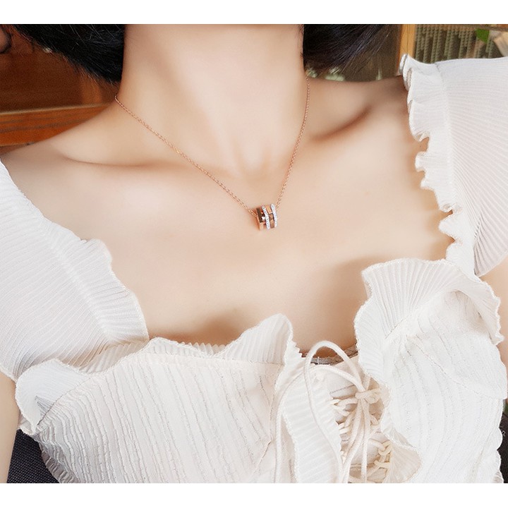 Dây chuyền nữ titan mặt vuông đính đá siêu đẹp, bền màu, chuẩn thời trang