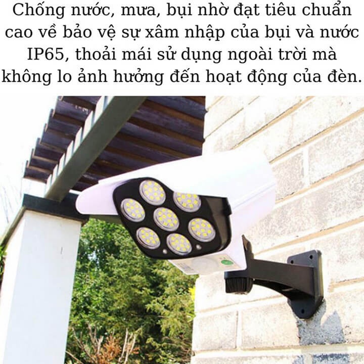 Đèn năng lượng mặt trời mô hình camera tự động bật tắt chống trộm, Chống nước IP66, Có 3 chế độ, Điều khiển từ xa