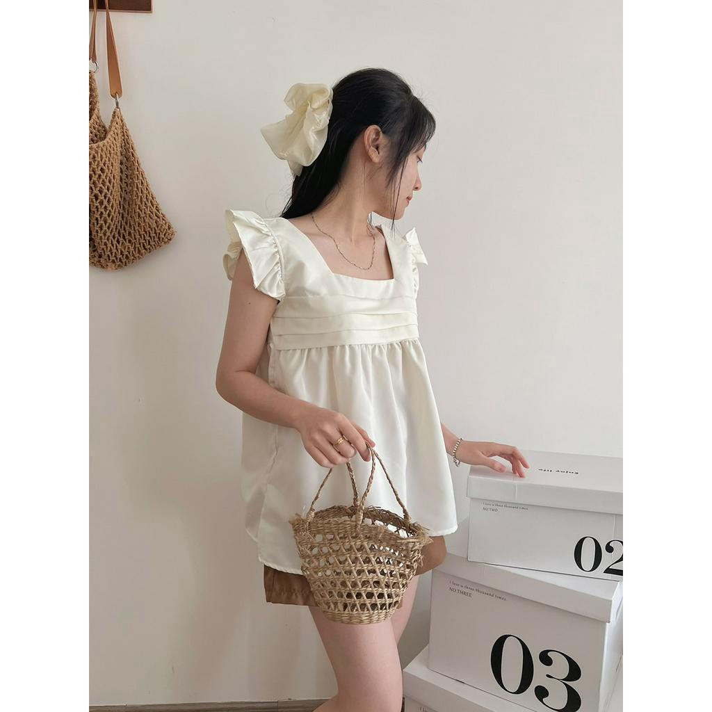 Set bộ đi chơi áo 2 dây cánh tiên bèo li ngực kèm quần sooc ống rộng