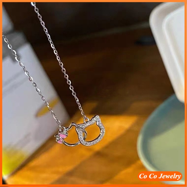 Vòng cổ Mặt Hình Mèo Hello Kitty Đính Đá Sang Trọng Cho Nữ