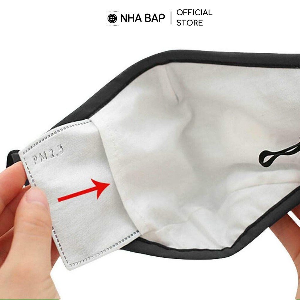 Khẩu trang vải kháng khuẩn thời trang NHABAP vẽ handmade nhiều họa tiết vải đẹp cao cấp màu đen (KTV001) | BigBuy360 - bigbuy360.vn