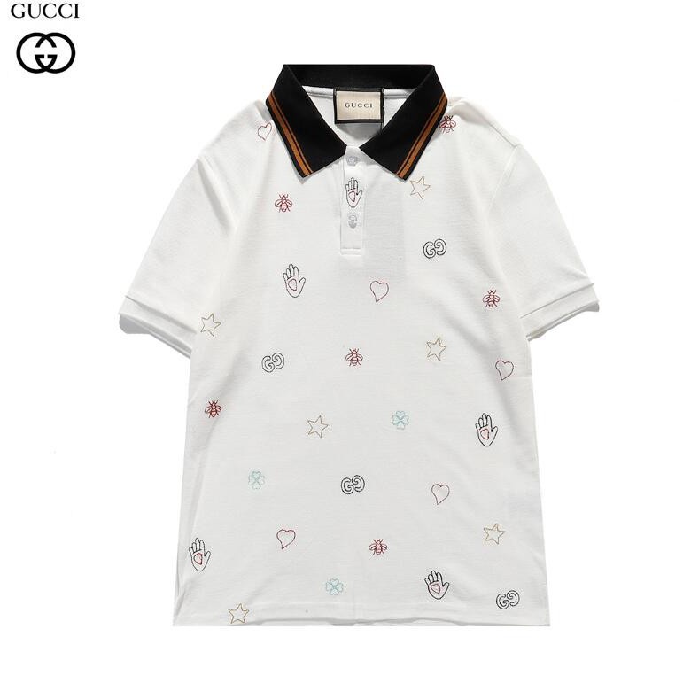 Áo Thun Polo Tay Ngắn Chất Liệu Cotton Thêu Hoạ Tiết Gucci Thời Trang Dành Cho Nam Và Nữ ! #