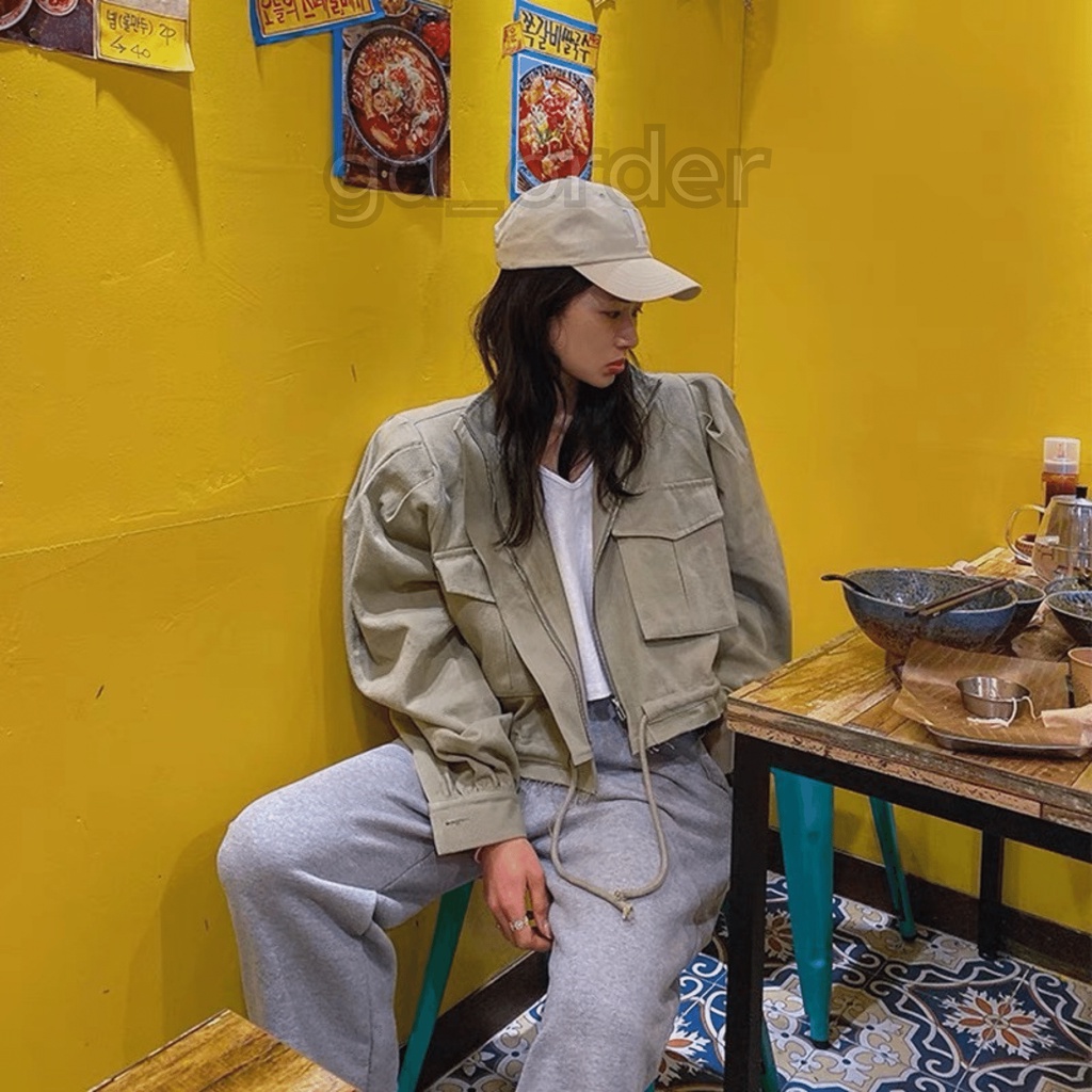 K24|Áo khoác nữ retro hàn quốc dáng ngắn croptop đẹp chất kaki cá tinh gd_order