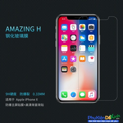 Dán kính cường lực chính hãng Nillkin iPhone X/XS /Si18