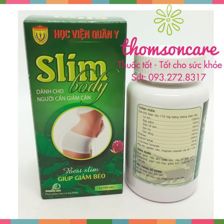 Hỗ trợ giảm cân Slim Body New - Chính hãng Học viện quân y - Mẫu mới, hàm lượng cao hơn, giảm béo từ thảo dược