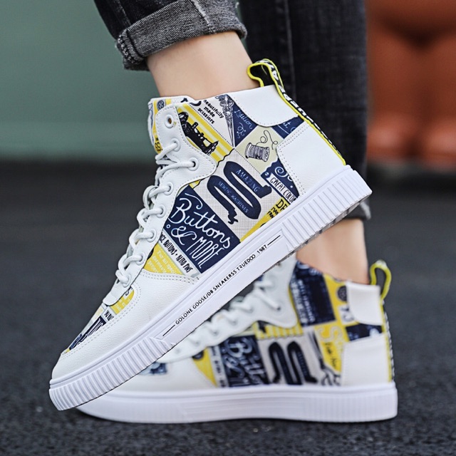 Giày thể thao nam cao cổ in hình phong cách thời trang độc lạ | BigBuy360 - bigbuy360.vn