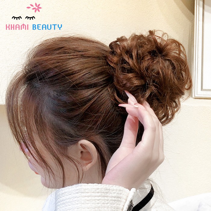 Búi tóc giả nữ Hàn Quốc, tóc giả búi xoăn tự nhiên, đủ màu