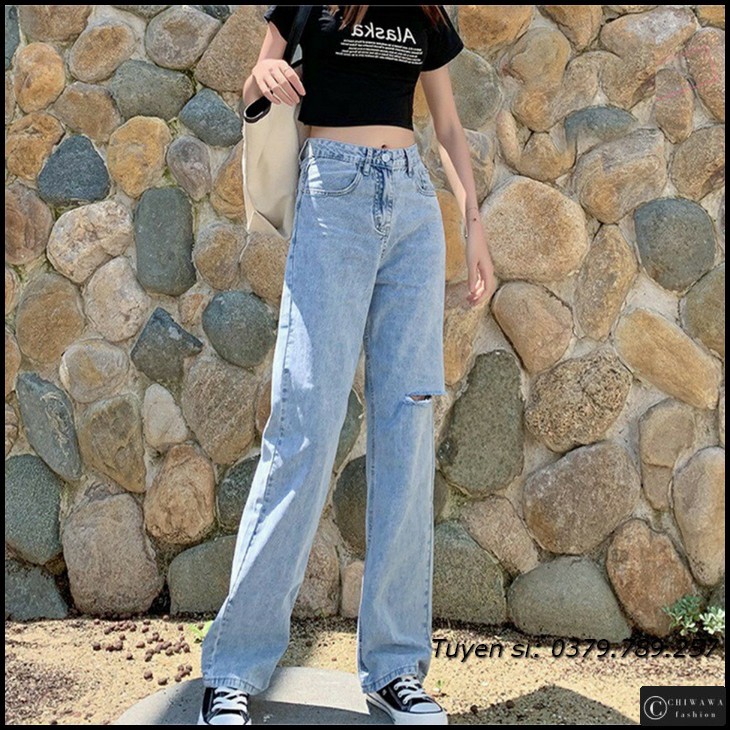 [Sỉ] Quần jean nữ baggy giá rẻ TA07