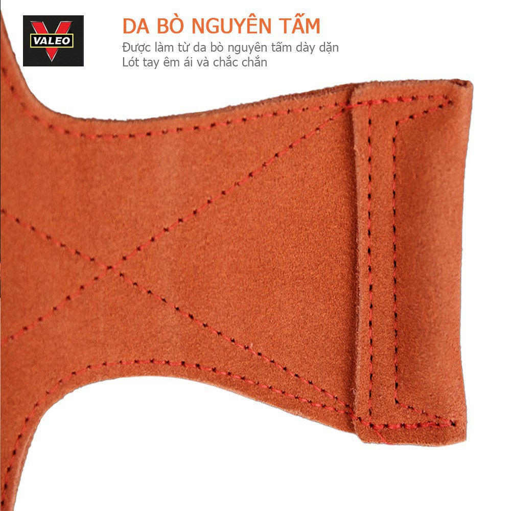 Găng Tay Tập Gym - Dây Kéo Lưng - Strap da bò chính hãng VALEO cao cấp
