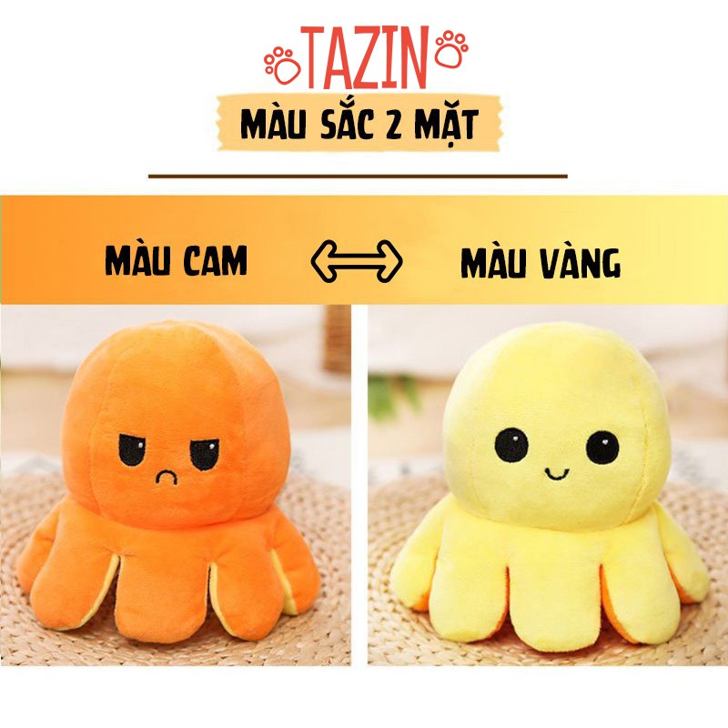Bạch tuộc nhồi bông chuyển đổi cảm xúc 20cm thiết kế hai mặt đáng yêu ngộ nghĩnh