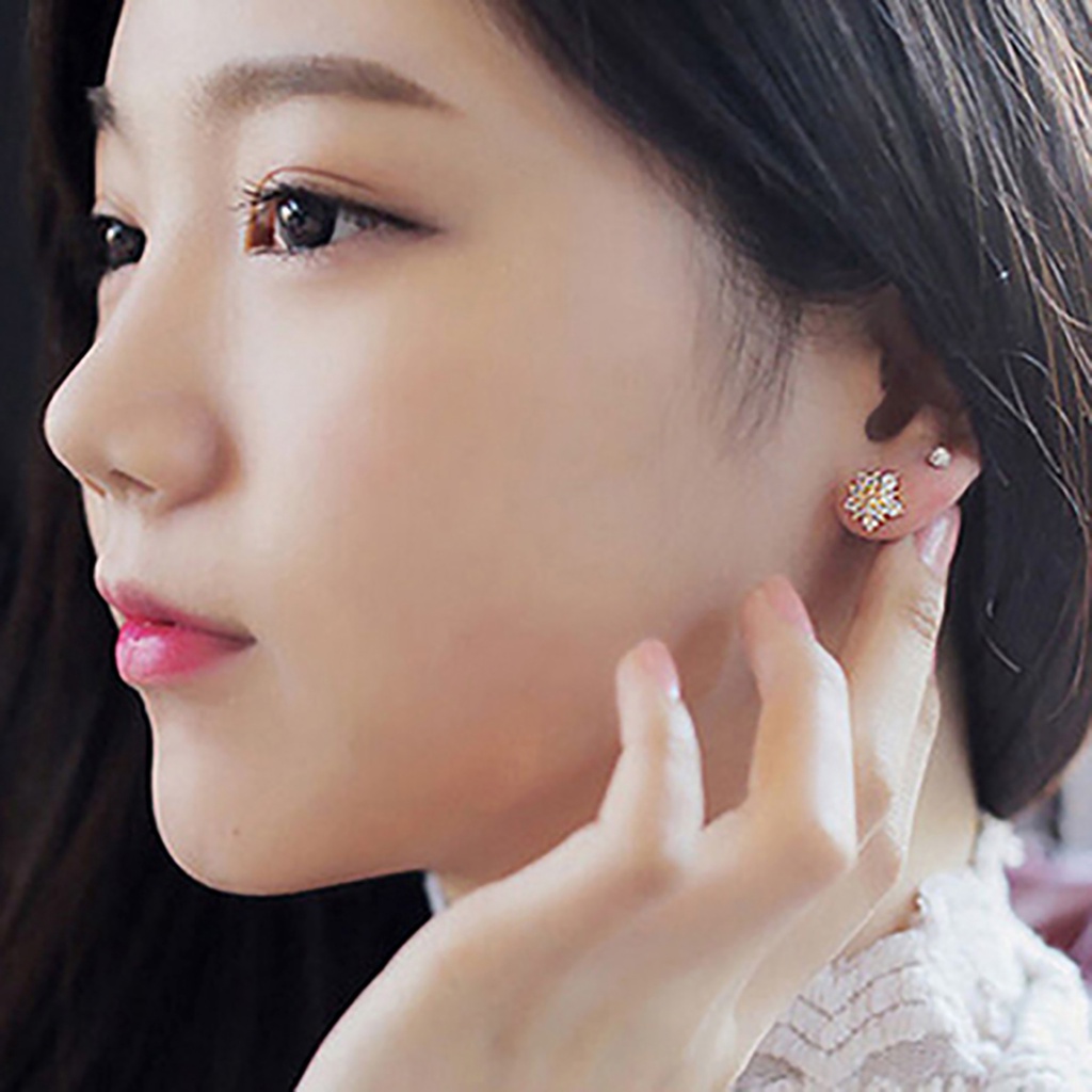 Đôi bông tai hình hoa tuyết đính kim cương thời trang cho nữ