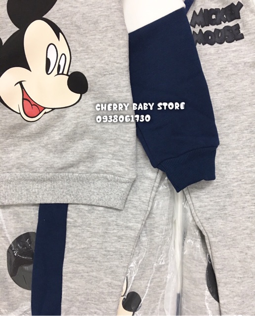 Bộ nỉ xám mickey HM