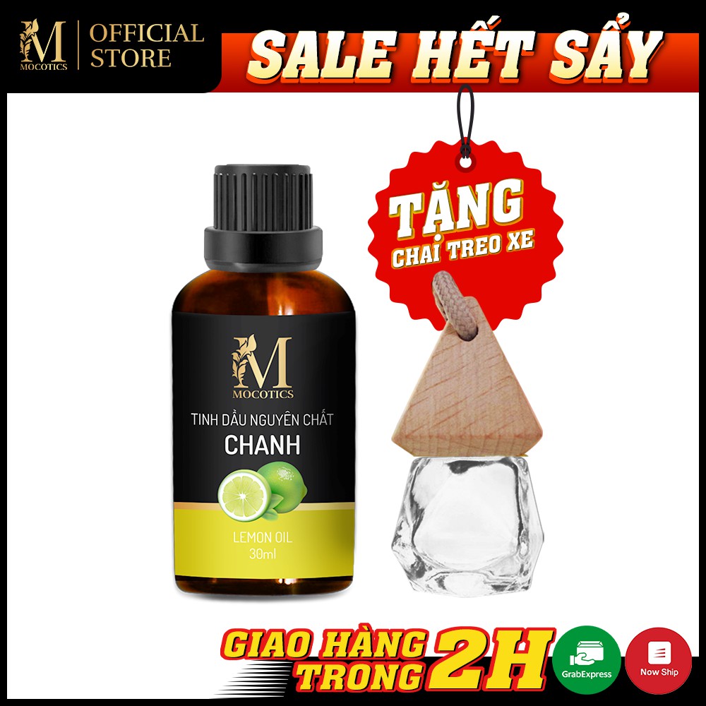 Tinh Dầu Chanh Tươi Mocotics Chai 30ML | 100% Thiên Nhiên Nguyên Chất | Xông Thơm Phòng | Tặng lọ treo tinh dầu treo xe