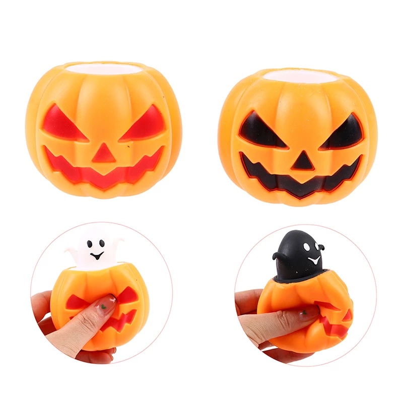 Đồ Chơi Nắn Bóp Hình Quả Bí Ngô Ma Quái Màu Sắc Ngẫu Nhiên