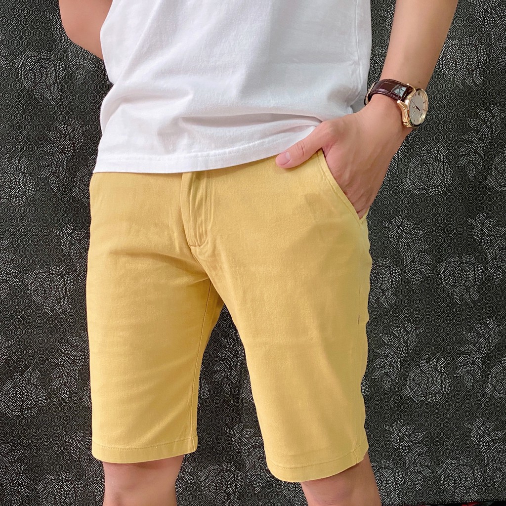 Quần Short Kaki Thun Màu Vàng Cao Cấp Cho Nam.