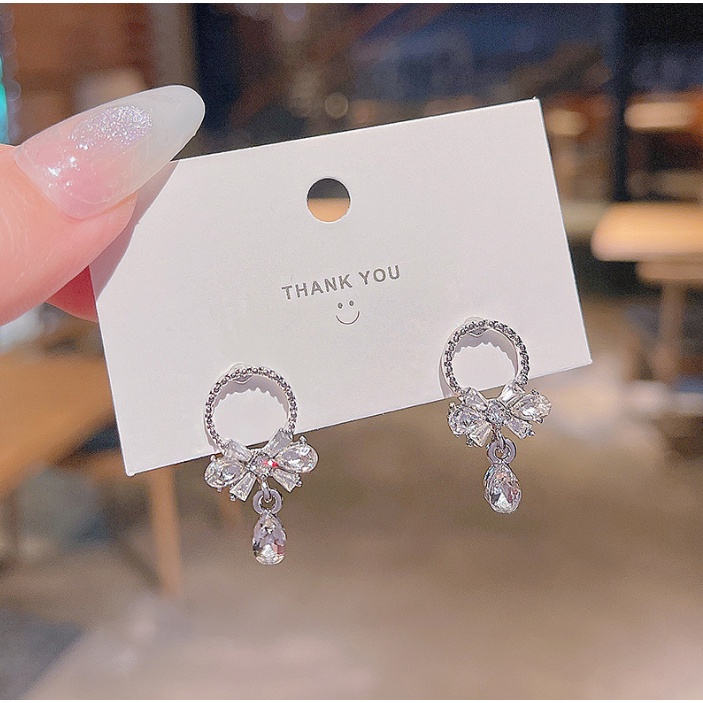 📛 RẺ VÔ ĐỊCH 📛 Bông tai cao cấp đá vòng tròn màu bạc nữ tính phong cách hàn quốc