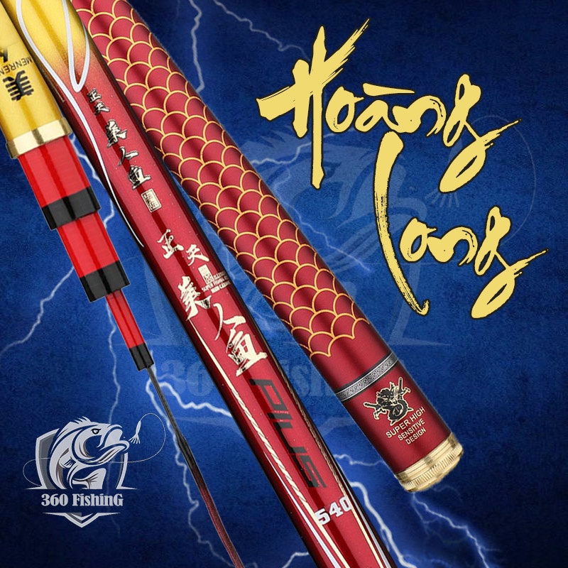 Cần Câu Tay Câu Đài Hoàng Long 6H Cần Câu Cá Carbon Cao Cấp Tặng Kèm Ngọn Phụ