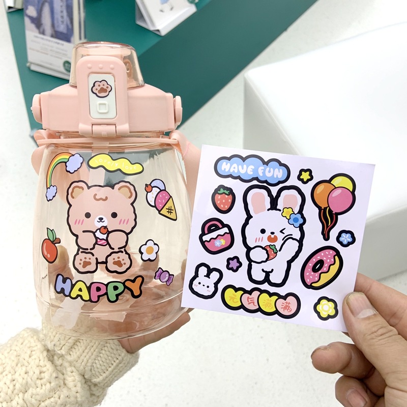 Combo 3 hình dán sticker cute chống thấm nước gấu béo dễ thương dán mũ bảo hiểm xe laptop vali sổ bình nước