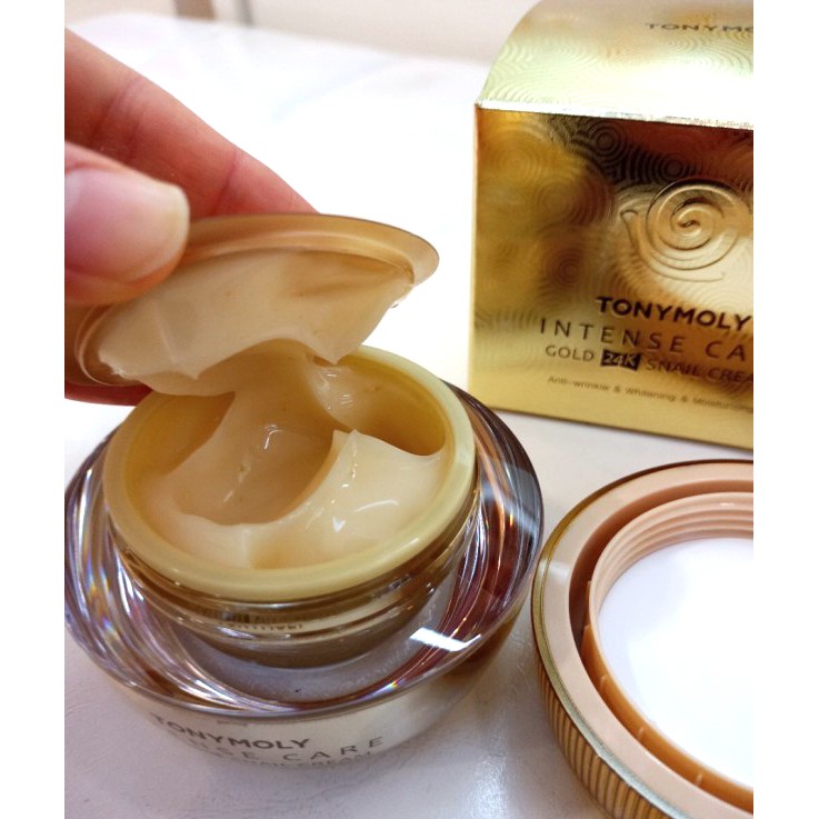 Kem dưỡng da Tonymoly Intense Care Gold 24K Snail Cream Kem ốc sên ngày KEM DƯỠNG ỐC SÊN VÀNG Kem dưỡng trắng da nâng tone Ốc Sên Tonymoly Intense Care Gold 24K Snail Cream 45ml